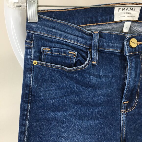 FRAME Columbia Road Slits Distressed Fray Hem Le Skinny De Jeanne Jeans - Picture 8 of 13